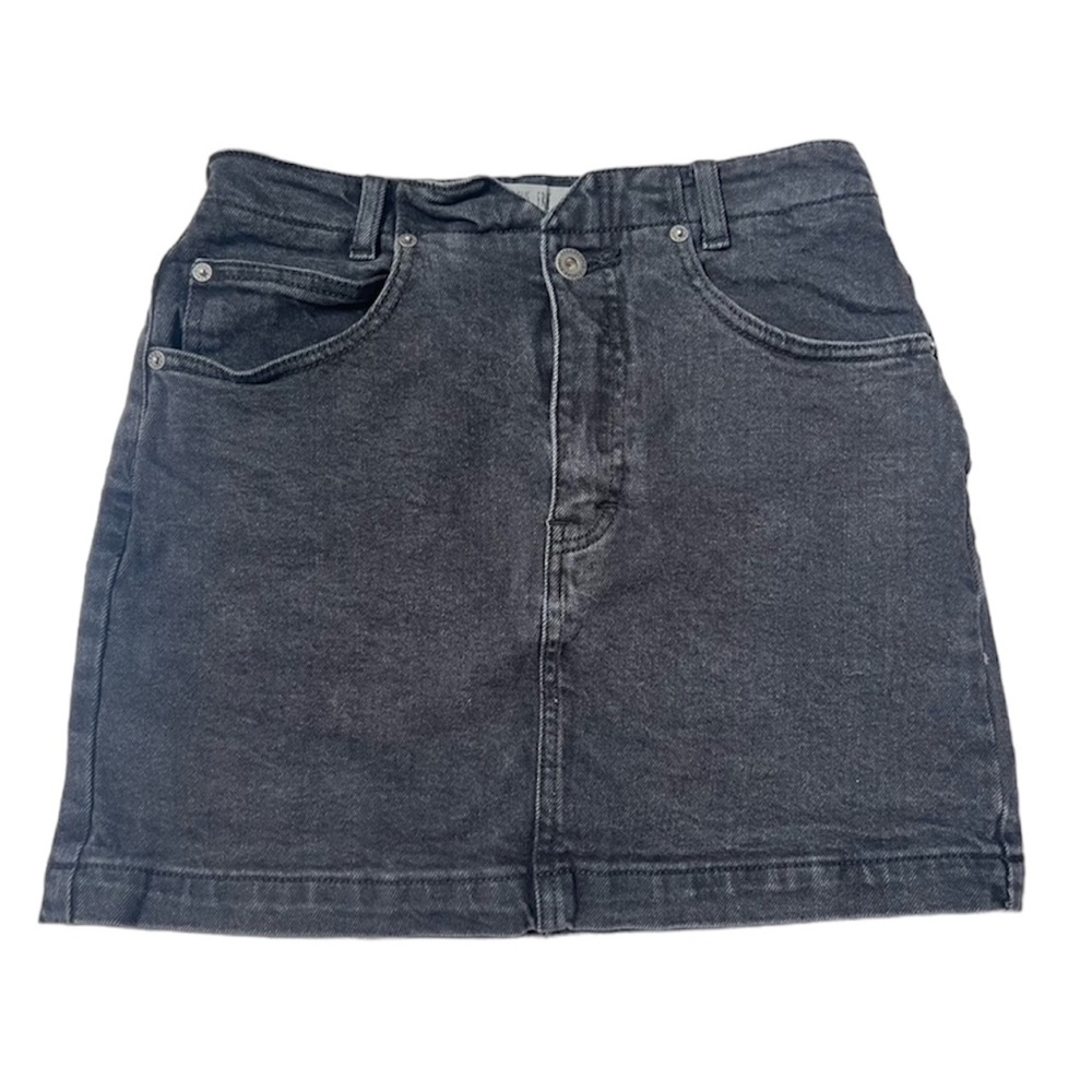 We The Free Denim Mini Skirt Women's 28 Washed Black High Waist Casual Grunge